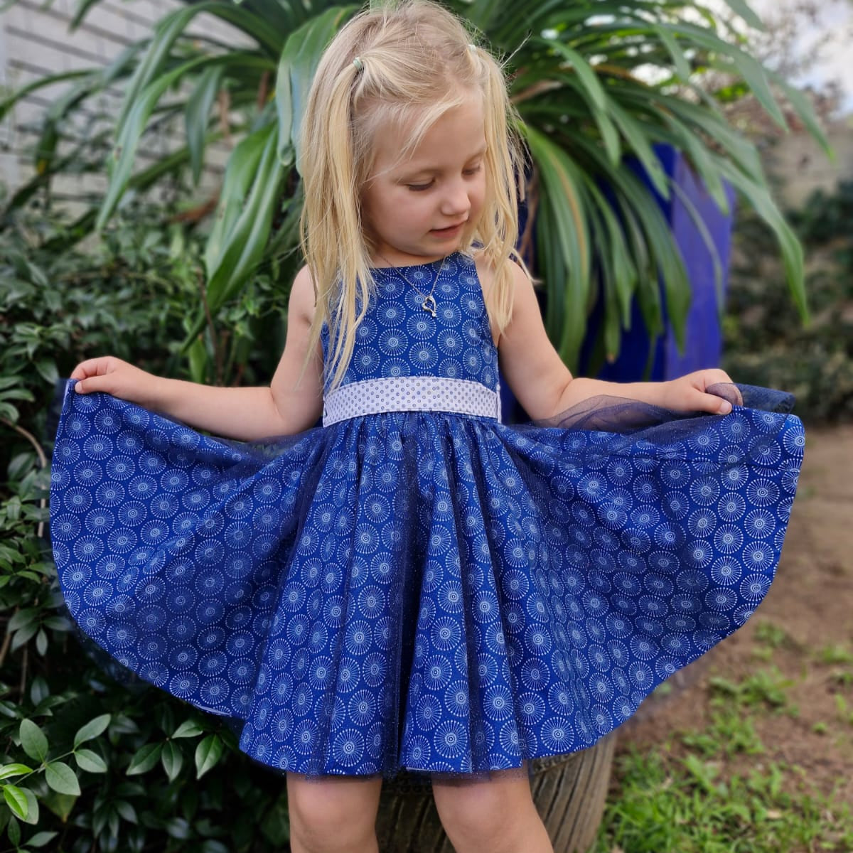 Dress with double circle skirt - Shweshwe