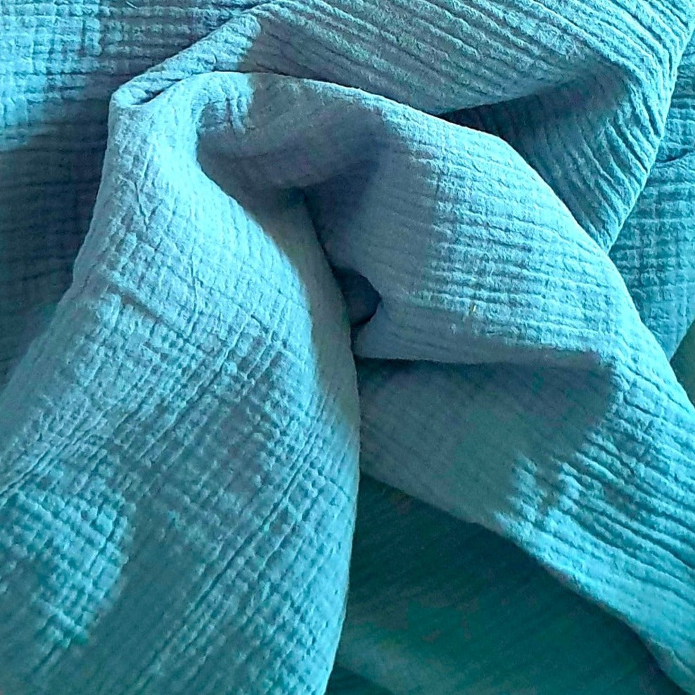 Muslin dress with balloon sleeves